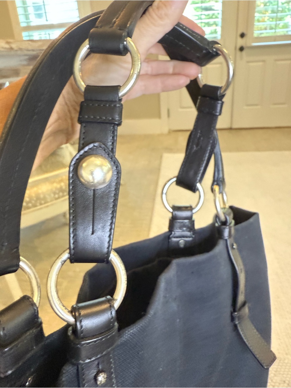 Saint Laurent Black Canvas Tote with Leather Handles - Picture 8 of 13